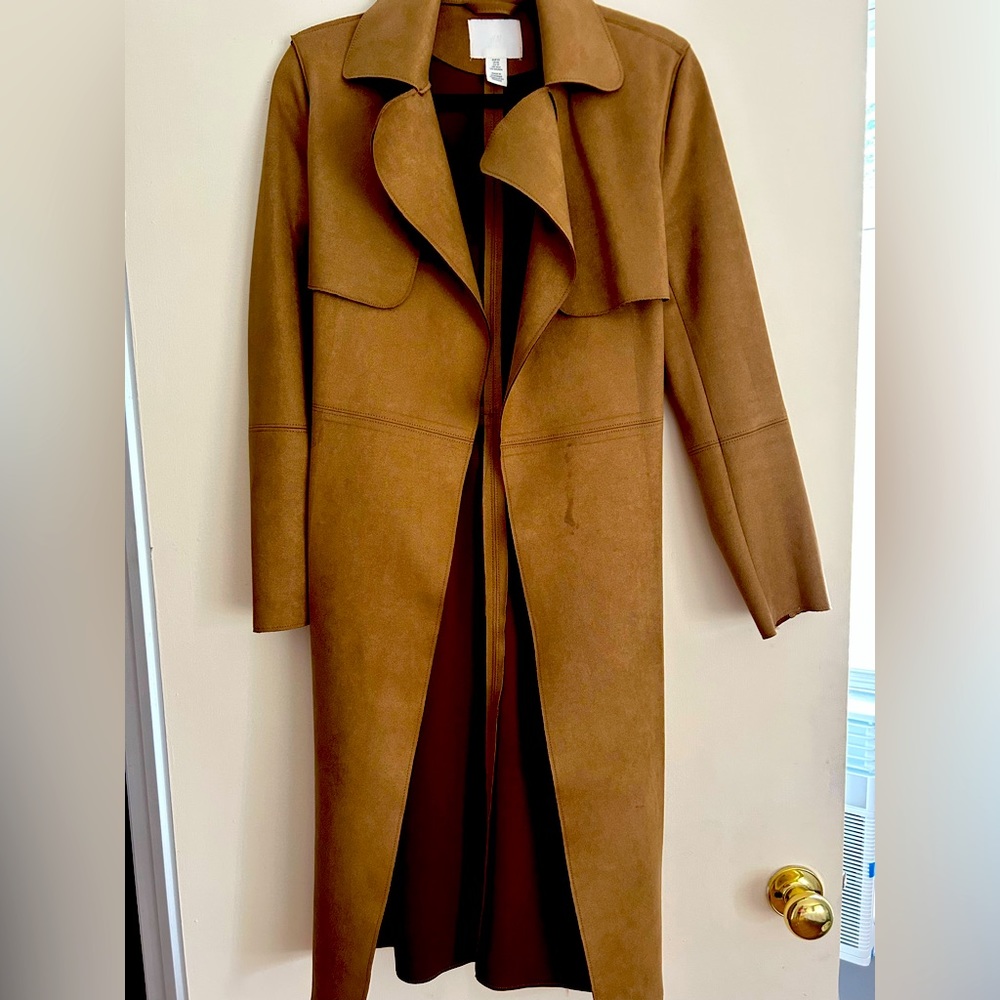 Worn once faux suede trench